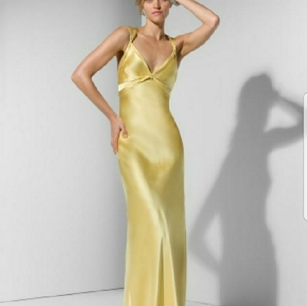 NWT Yellow Satin Strappy Gown - size 4